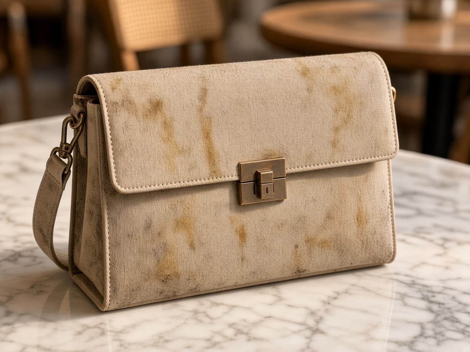Before: Túi flap — tẩy ố canvas